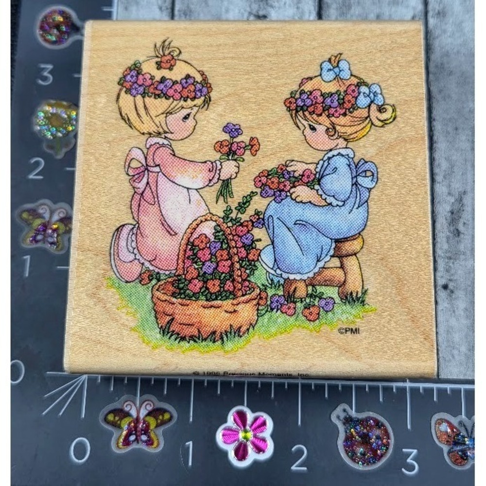 Stampendous Precious Moments  Friendship Blooms Flowers Rubber Stamp Wood #S76